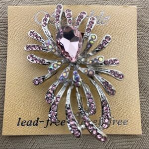 New Pink and Silver Brooch